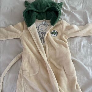 NWOT Star Wars Baby Yoda Cream Robe with Green Hood
